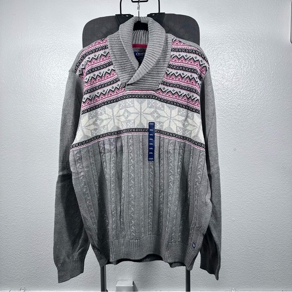 Chaps Gray Patterned Men's Sweater Size XXL - Picture 1 of 10